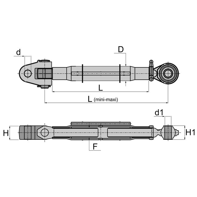 Barre de Poussee Mecanique Chape-rotule LG 685-910 CAT2 référence fournisseur 31105227